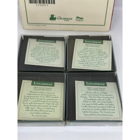 VTG Longaberger Christmas Basket Ornaments Set | Candle, Sleigh, Bell, Holly NEW - Picture 5 of 10